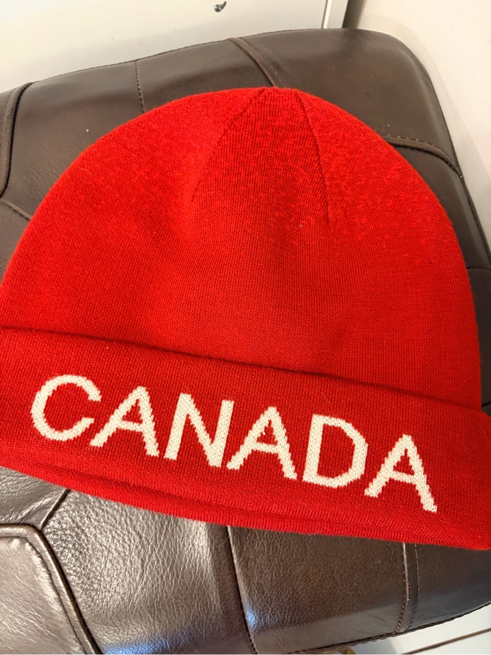 lululemon athletica Red Knit Beanie with White CANADA Text